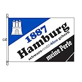 Stormflag Hamburg Flaggen Hissfahne Extra stärkere Ecke 120x180cm Flagge Hamburg Meine Perle Wappen 4x6ft Außenflagge Polyester 110 g/m2