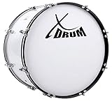 XDrum MBD-226 Marsch Bass Trommel, Fußball Pauke 26' x 12' (10,5 kg, 4 Ösen, Spannschrauben, inkl. Paar Schlägel, Tragegurte, Stimmschlüssel) weiß