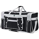 Spring Country Reisetasche für Herren, Wochenendtasche, leicht, extra groß, Oxford-Duffel, Fitnessstudio, stabiles Gepäck, wasserdicht für Männer und Frauen, 66 cm, Grau/Weiß, X-Large