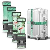 Koffergurte 4 stück,kofferband auffällig,koffergurt mit zahlenschloss,einstellbar kofferband Gurt,koffergurt kreuzgurt,Luggage Strap (Grüner01)
