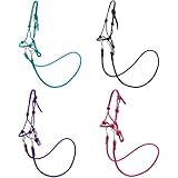 PFIFF 103130 Hobby Horse Halfter-Set „Little Mustang“, Knotenhalfter mit Zügeln, Größenverstellbares Halfter-Set mit Glitzersteinen, Blau