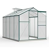 Generisch Aluminium Gewächshaus 4,75 m² mit Fundament – 190x253 cm inkl. Dachfenster & Schiebetür, Ideal für Garten, Tomaten und Pflanzen, Robust und Wetterbeständig