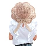 Winmany Baby Mädchen Strohhut Kleinkind Sommer Sonnenkappe mit Bogen faltbar Strand Sonnenschutz Hüte für 2-6 Jahre