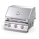 Hygrill Premium 3-Brenner eingebauter Grill, Edelstahl Grillkopf für Außenküche mit LED-Lichtern, flüssiges Propan