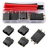 YIXISI 5 Paar XT90 Steckverbinder, XT90 Männlich Weiblich Batterie Anschlüsse, XT90 Männlich Weiblich Rundstecker Netzstecker, mit Schrumpfschlauch, für RC Lipo Akku, Schwarz
