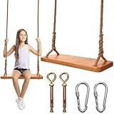 Holz Schaukelsitz für Kinder und Erwachsene,Morwealth Holzschaukel Outdoor mit Einstellbares Hanfseil, Garten Schaukel für Innen- und Außenbereich, bis zu 250 kg belastbar