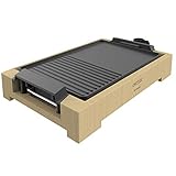 Cecotec elektrische Grill- und Kochplatte Tasty & Grill 2000 Bamboo, 2000 W, Bambusrahmen, einstellbarer Thermostat, gemischte Oberfläche, spülmaschinenfest