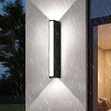 TZSMUM LED Wandlampe Aussen Lange Wandleuchte IP65 Wasserdichte Wandbeleuchtung Schwarz Lange Lichtleiste Wandleuchten Aluminium für Gärten Terrassen Schlafzimmer (Weißes Licht,60cm)