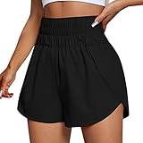 2025 - Schnell trocknende Laufshorts für Damen, Workout, elastische Taille, sportlich, Yogahose, Sporthose Jack & Shorts Herren (Black, XL)
