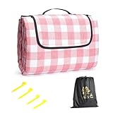 Oak & Tea Picknickdecke Wasserdicht Groß Faltbar Strandmatte Campingdecke 150 X 200 cm mit 4 Eckschlaufen Outdoor-Teppich mit Tragegriff Für Camping Karomuster Rot und Weiß