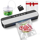 Raycial Vakuumiergerät 7 in 1, 145W Vakuumierer für kontinuierliches Arbeiten mit hoher Geschwindigkeit, Folienschweißgerät Vakuumiergerät für Lebensmittel mit 10 Vakuumier-Beutel und Schlauch