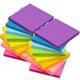 16 Stück Farbige Haftnotizen, 1600 Blatt Sticky Notes, 76x76mm Haftnotizen Klebezettel, Bunte Quadratische Selbstklebende Haftnotizzettel für Schule Büro Zuhause Sitzung, 8 Farben
