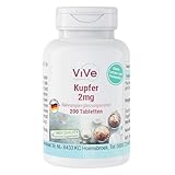 Kupfer 2mg - 200 Tabletten - Kupferbisglycinat - Hochdosiert - Bioverfügbar - Qualität aus Deutschland - ViVe Supplements