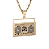 Halskette Herren, Unisex Halskette Radio Anhänger Retro Mode Player Recorder Persönlichkeit Hip Hop Rock Street Party Schmuck Mode