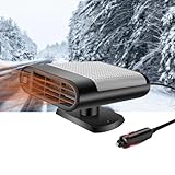 Autoheizung 12V 150W Tragbare Auto Heizlüfter, 2 in 1 Heizung & Kühlgebläse Windschutzscheibe Defroster Defogger mit 360° Drehbasis und Saugnapf-Halterung, Schnelleheizung Auto Elektro Heizlüfter