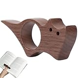 Buchseitenhalter aus Walnussholz, Katzenmotiv Buch Zubehör Buchklammer Ergonomischer Buch Seitenhalter Glattem Lesen Zubehör für Buchliebhaber und Literaturliebhaber