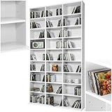 tectake Regal Aufbewahrung, offene Schrank Wand stehend für CDs, DVDs, als Bücherregal, Raumtrenner, Ständer oder Vitrine für Sammlungen und Hobby - weiß
