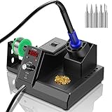 80W Lötstation, Digitale Lötkolben Set mit 80 ℃ -480 ℃ Schnellaufheiztemperatur, ESD Sicherer Elektronik lötkolben mit 5 Stück Eisenspitzen, Lötdraht, Messingspitzenreiniger (ST2090D)