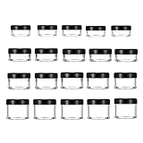 20 Stück Black Döschen Plastik (5g,10g,15g,20g),Leer Reise Cremedose,Leerdose Schraubverschluss Kosmetikbehälter,Flaschen Jar für Lippenbalsam,Lotion,Creme,Nailart Perlen,Strasssteine,Pigmente