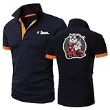 Tennis Shirt Herren V.e.s.p.a, Sommer V-Ausschnitt Laufshirt Polohemd mit Geknöpfter, Atmungsaktives Kurzarmshirt Trainingsshirt für Golf, Poloshirt(Orange_5XL)