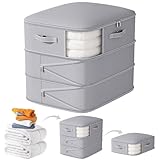 Simsky Dreilagiger Selbstkomprimierender Organizer für Kleidung, Bettwäsche und Bettdecken, Platzsparende Aufbewahrungstasche, 60 x 54 x 42 cm