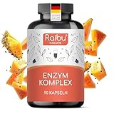 Verdauungsenzyme, Enzym Komplex - Bromelain, Papain, Protease, Amylase, Lipase und Lactase - Bakterienkulturen & natürliches Kalzium für bessere Formel - 90 Magensaftresistente Kapseln - Raibu