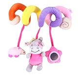 Supvox Multifunktionales mit Klingel für Junge Mädchen Weiches Plüsch autositz Aufhängen an Babybett und Babyschale Buntes Greifspielzeug für Neugeborene und Kleinkinder