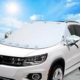Unzipp Frontscheibenabdeckung Auto, Abdeckung Windschutzscheibe Winter mit 10 Magnet Fixierung Faltbare Windschutzscheibenabdeckung für gegen Schnee, EIS, Frost, Staub, UV-Schutz