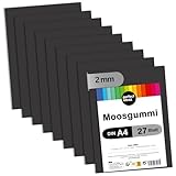 perfect ideaz - Moosgummi DIN-A4, 27 Blatt, Schwarz, 29,7 x 21 cm (2 mm dick), farbiges Bastelmaterial für Kinder, Top Qualität
