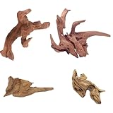 PacuM 4 Stück Wurzel Aquarium Holz Natürliches Treibholz Aquarium Wurzel Echtholz Natürliche Form Treibholz Deko Dreidimensionale Landschaft für Fische Garnelen Schildkröten Chamäleons