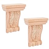 SUPERFINDINGS 2Stk 104x80x33mm Holzschnitzerei Dekoration Holzkonsole Europäische Unbemalte Türdekoration Holz Geschnitzte Ecke Onlay Blatt Holzkonsolen Für Wohnaccessoires