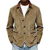 Generisch Lederjacke Herren Schwarz, Für Retro Lederjacke, Arbeit Business Winddichter Mantel, Outdoor Lässiger Winter Warm Reitmantel Bomberjacke Fleecejacken Herrenmantel (L, Khaki)