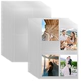 30 Stück A4 FotohüLlen 4 Fächer 10,8 X 15,2 cm, 11 Loch Transparente PostkartenhüLlen für A4 2/3/4/7 Ringbücher, PostkartenhüLlen Beidseitig Sichtbar, A4 Fotohüllen Din für A6 Fotos, Postkarten