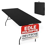 Onbest Holz Optik Klapptisch groß - Gartentisch klappbar, Buffettisch, Campingtisch für 6 Personen – aus robustem Kunststoff/Alu –Tisch mit Holzstrukur für drinnen & draußen - Klapptisch