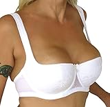 wundershop Balconett Halbschale Push up Bügel/Dirndl BH 70 75 80 85 90 95 100 A B C D E F G (80B, Weiß)