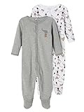NAME IT 2er Pack Unisex Schlafstrampler aus Bio-Baumwolle Grey Melange-86