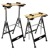 TRUTZHOLM Werkbank klappbar 7-Fach höhenverstellbar Werktisch Spanntisch mit Backen Arbeitstisch bis 100kg große Arbeitsfläche, zum Schleifen, Einspannen von Werkstücken, Sägen, Höhe bis 114 cm