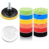 15 Stk Polierschwamm Auto Polierpads Set, Schwämme Pads Polieraufsatz, Auto Polieren Pads für Akkuschrauber, Poliermaschine, Polierauflage, Bohrmaschine, Schleifen, Wachsen