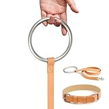 Lederleine und Halsband-Set mit modischem Metallringgriff, 1,8 m lange Hundeleine für mittelgroße Hunde, bequeme Trainingsleine und Laufleine (Braun, M)