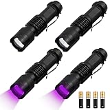 Behogan 4 Stück UV Schwarzlicht Taschenlampe, Mini LED UV Lampe Ultraviolettes Licht, 395nm schwarzlichtlampe Torch für Urinuntersuchung von Haustieren Geldscheinkontrolle Bernsteinsuche Geocaching