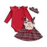 Zukmuk Babykleidung Neugeborene Baby Body+Rock+Stirnband Baby Mädchen Set Kleidung Baby Kleidung Mädchen 0-6 Monate (3-6 Monate, Rot K)