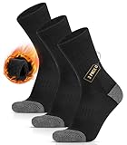 HIYATO 3 Paar Merino Wandersocken, 60% Merinowolle Thermosocken, Atmungsaktiv Wintersocken für Trekking, Outdoor und Sport（39-42,Schwarz）