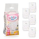 Baby Born 5 Puppenwindeln - Mit süßem Print & Klebestreifen - Hochwertiges Puppenzubehör - Zubehör geeignet für Puppen der Größe 43 cm, Rose