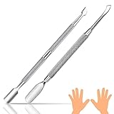 2 Stück Nagelhautschieber Edelstahl Set, FUKPO Profi Nagelhautschieber Nagelhautentferner, Silber Metall Nagelschieber Spatel Cuticle Pusher für Maniküre Pediküre