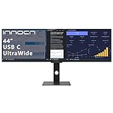 INNOCN Ultra Wide Gaming Monitor 44 Zoll, 3840 x 1080P 120Hz Bildschirm, IPS, FreeSync Premium, HDR, 10 bit Farben, △E＜2, USB-C 65W, Höhenverstellbar, Foto Videobearbeitung, Schwarz, 44C1G