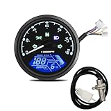 Geloo Tachometer für Motorrad, digital, Tacho für Motorrad, 12000 U/min, 199 km/h, Universal für 1,2,4 Zylinder, mit multifunktionaler Kontrollleuchte, 12 V