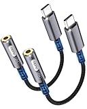 bakibo Adapter USB C auf Klinke 3.5mm (2 Stück), USB C auf 3.5 mm Jack Klinke Kopfhörer Adapter HiFi Audio DAC Typ C auf Aux Dongle Kabel kompatibel mit iPhone 17 16 15 iPad Pro Galaxy S25 S24, Grau