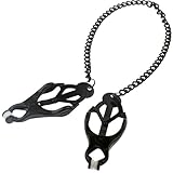 Nippelklemmen für Frauen – Schwarze BDSM Brustwarzenklemmen, Intensives Nipple Spielzeug für Männer und Frauen, Verstellbar und Komfortabel FOPS I06-11