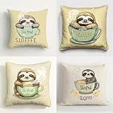 4er Set Kissenbezug 50x50cm Cartoon-Tiere Bezug Couchkissen Modern Sofakissen Dekorative Kissenhüllen Weich Zierkissen Art Deko Kissen für Schlafzimmer Wohnzimmer Sofa Couch Auto, Weihnachten J3929