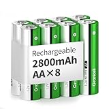 Granicell AA Wiederaufladbare Batterien 2800 mAh Hohe Kapazität 1500 Zyklen, 1.2V NiMH Low Self Discharge AA Batterie, 8er Pack